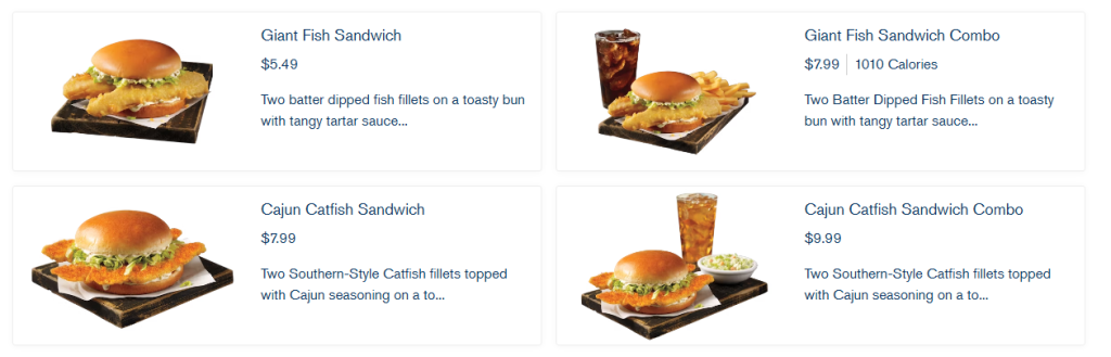 Sandwiches on Captain D's Menu